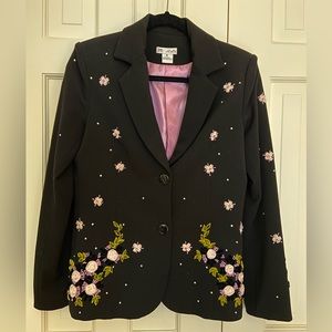 MK Solo Black Appliqué & Embroidered Jacket, Size Medium